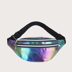 Yogodlns Damen Laser Bauchtasche – Holografische PU-Leder Fanny Pack, Geometrische Chest Bag & Travel Hip Bag