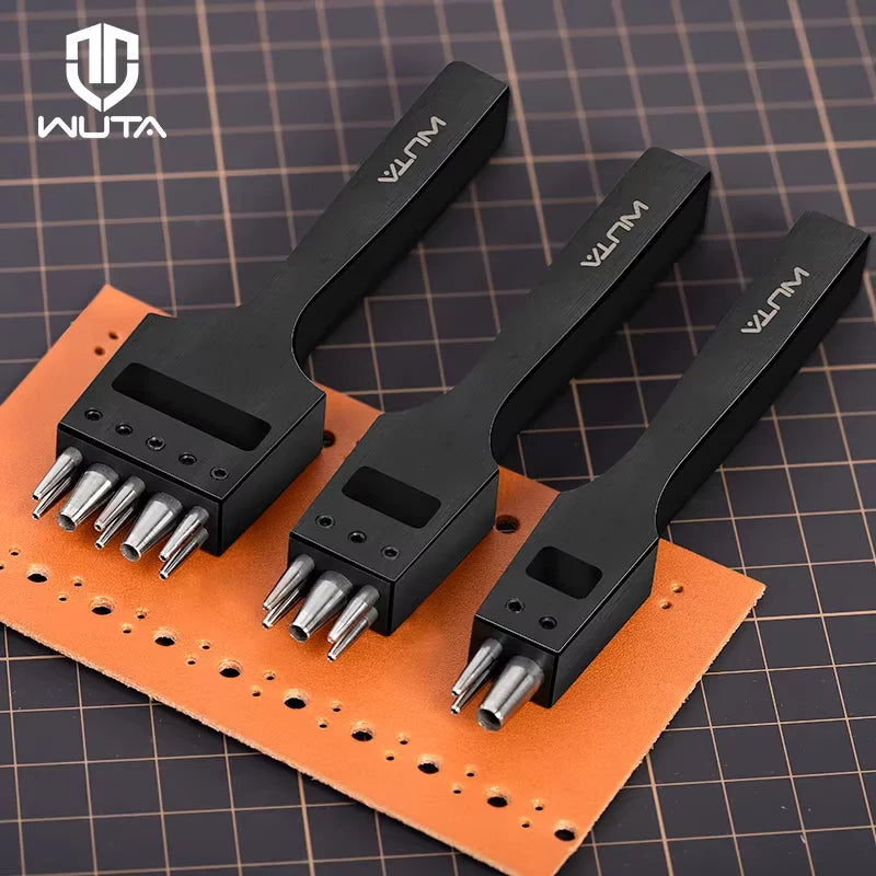 WUTA Austauschbare Brogue Lederlochstanze aus Edelstahl – Blumen- & Rundloch-Punch für Schuhe, Gürtel & Uhrenarmbänder