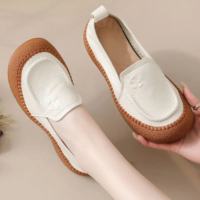 feerldi Dames Cuir Appartements WB-308K – Rétro Slip-On Mocassins, Chaussures, Anti-Rutsch Mokassins, Élégant vert Appartements pour Alltag &amp; Bureau