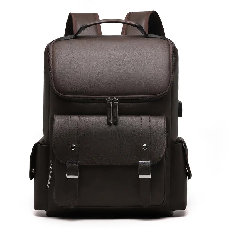 NUOYING British Vintage PU Leder Rucksack – Großer Casual & Reise-Rucksack mit Schnallenverschluss für Damen & Herren