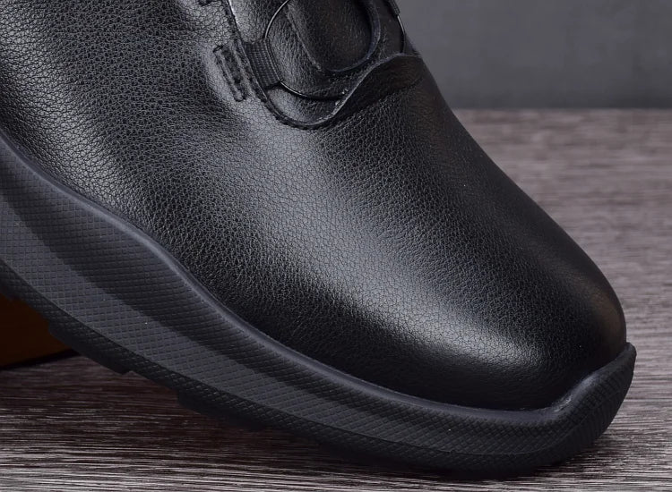 Pontallon Herren Leder Sneaker – Rotierende Schnalle, leichte Cowhide Loafers, Jogging- &amp; Walking-Schuhe, imperméable