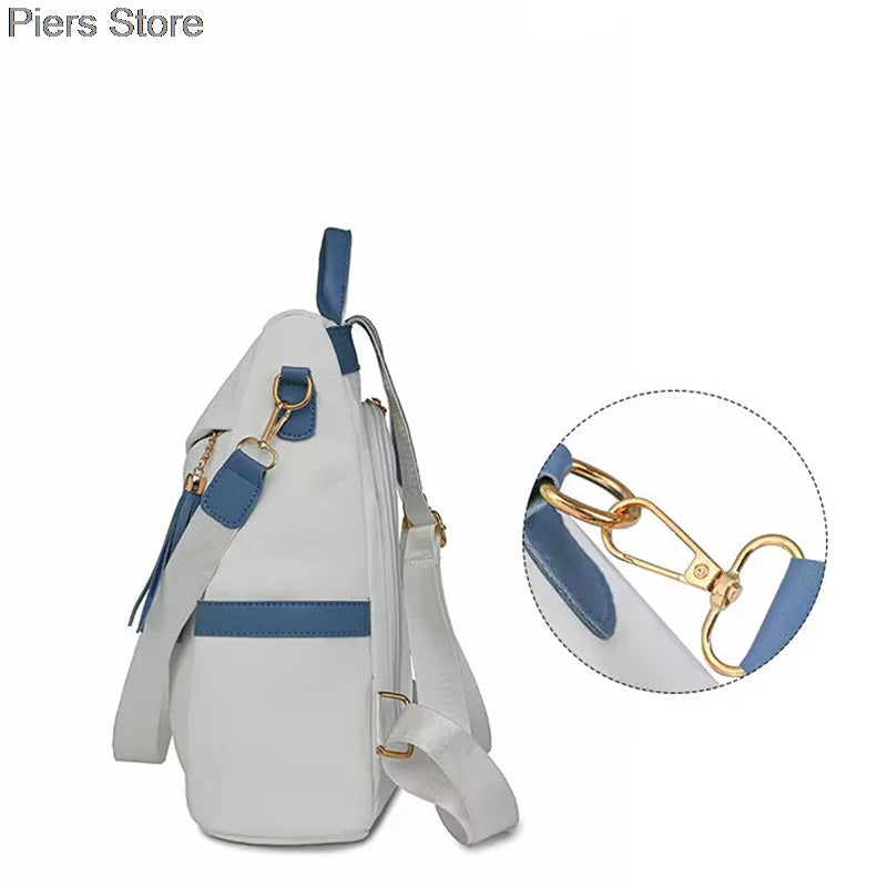 Großer Damen Rucksack aus weichem Lederlook – Modischer Softback Studentinnen-Rucksack mit viel Stauraum 