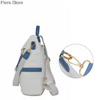 Großer Damen Rucksack aus weichem Lederlook – Modischer Softback Studentinnen-Rucksack mit viel Stauraum 