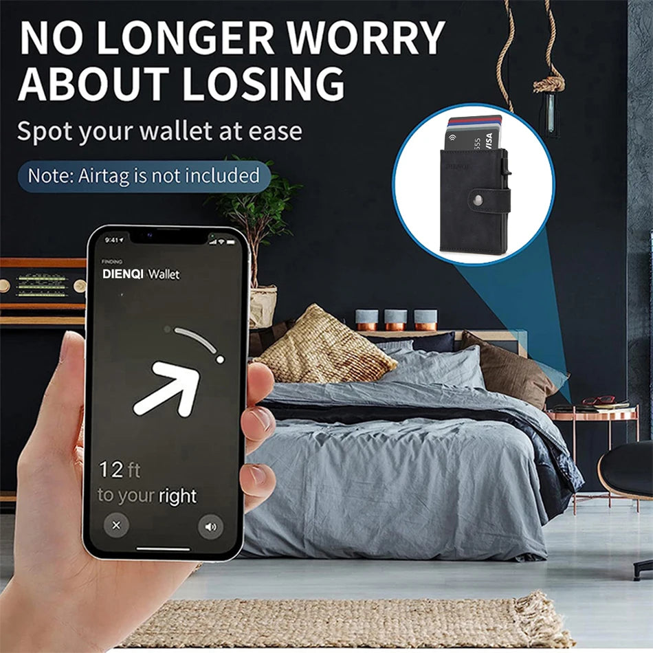 SMILEY SUNSHINE Herren RFID Carbon Fiber Mini Wallet – Slim Kreditkartenhalter mit AirTag Fach, Luxus Minimalistische Geldbörse