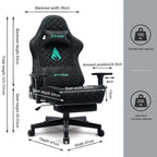 SYMINO Gaming Chair mit Fußstütze – Ergonomischer Racing Bürostuhl aus Vintage PU-Leder, drehbar & höhenverstellbar für Büro & Homeoffice