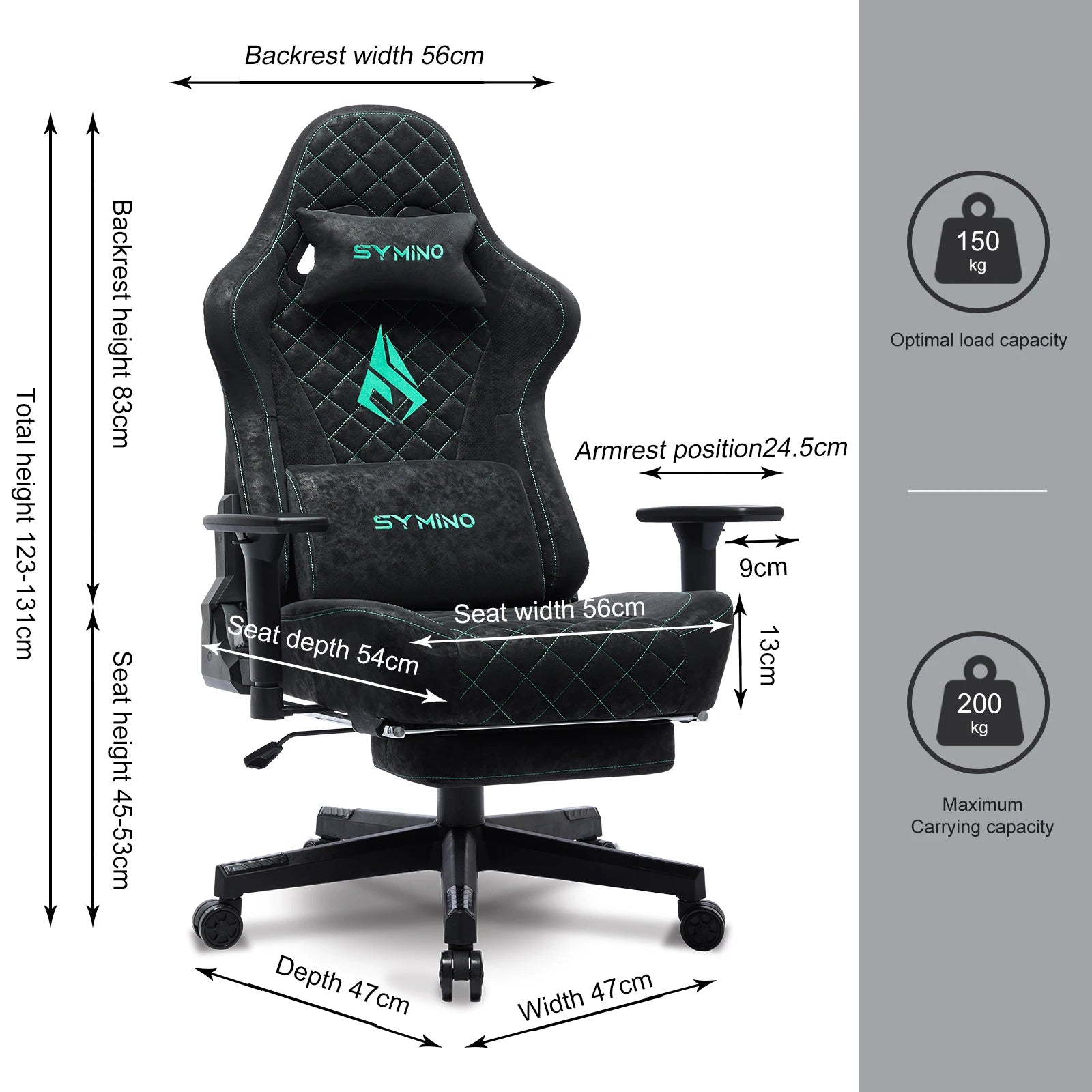 SYMINO Gaming Chair mit Fußstütze – Ergonomischer Racing Bürostuhl aus Vintage PU-Leder, drehbar & höhenverstellbar für Büro & Homeoffice