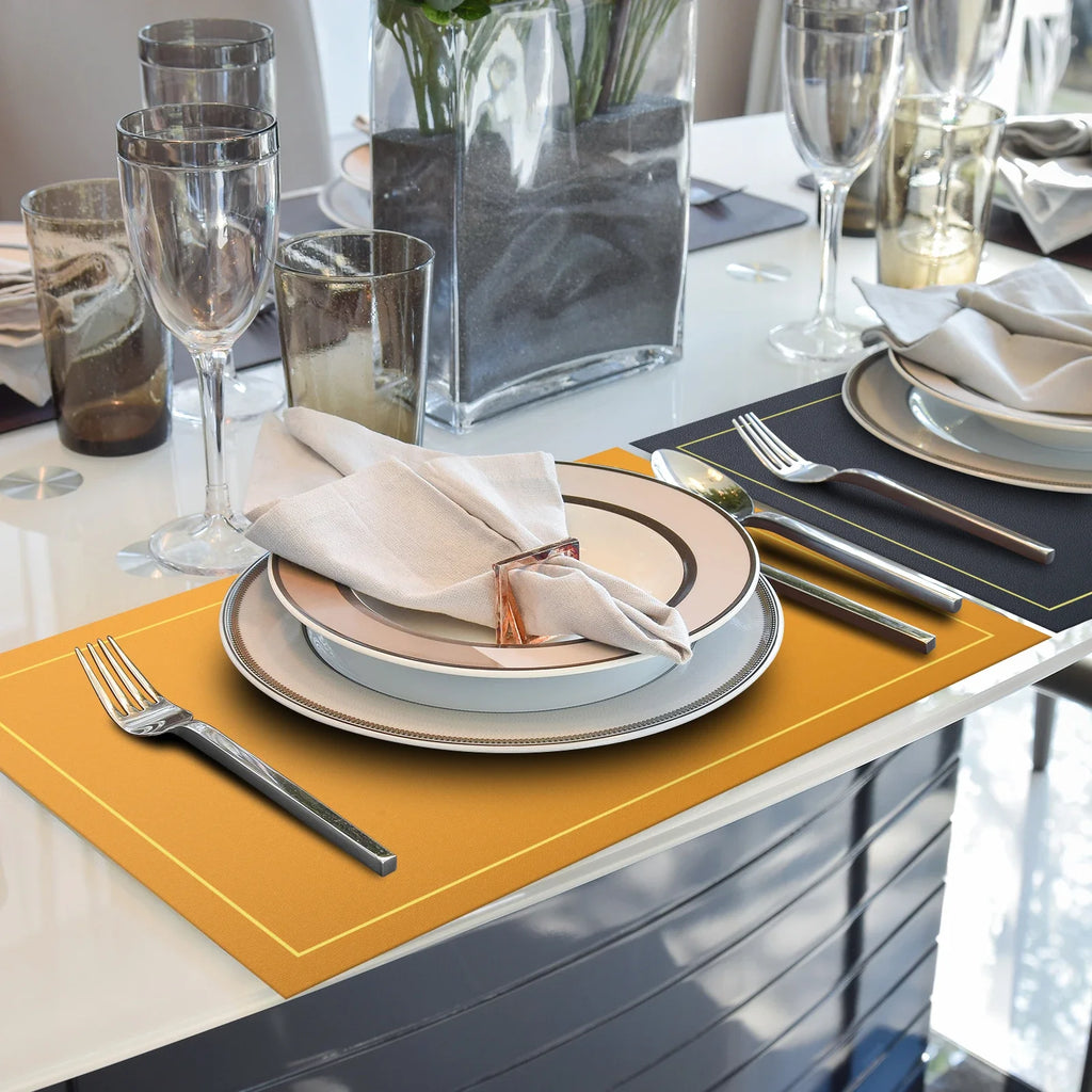 Wendbare PU-Kunstleder Tischsets & Untersetzer – Hitzebeständige, rutschfeste Platzmatten im modernen Design für Esstisch & Weihnachtsdeko (Set mit 4)