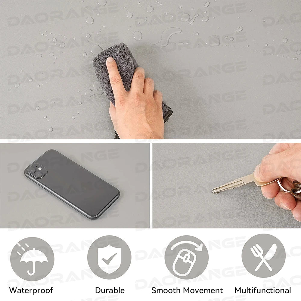 PU Leder Schreibtischunterlage in mehreren Größen – Wasserdichtes XXL Mouse Pad für Büro, Gaming & PC von DAORANGE