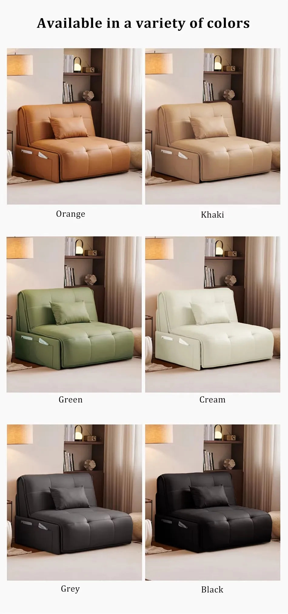 Luxuriöses elektrisches Leder Schlafsofa mit Stauraum – Klappbares Designer Sofa-Bett für Wohnzimmer, Schlafzimmer, Hotel & Apartment