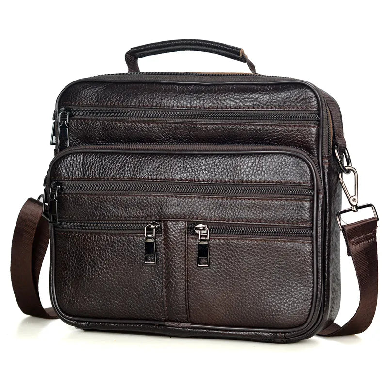 LACHIOUR Herren Leder Messenger Bag – Mittelgroße Schultertasche & Casual Tote aus echtem Leder
