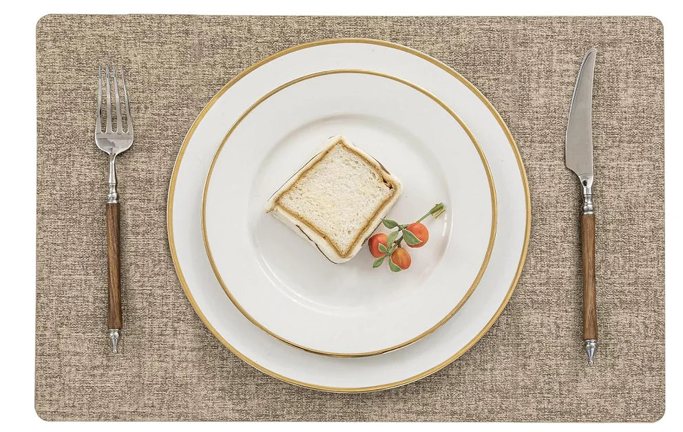 Beidseitige Kunstleder Tischsets – Hitzebeständige, wasserdichte & rutschfeste Platzmatten für Küche & Esszimmer (quadratisch)