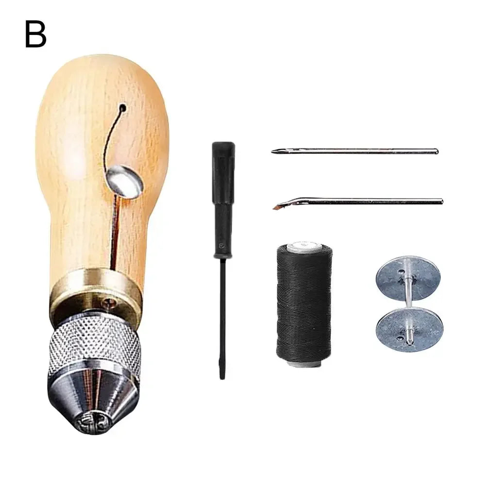 Handnähset für Leder – DIY Lederarbeiten, Handgenähte Lederreparatur & Lederbearbeitung – Ergonomisches Nähwerkzeug mit Zubehör