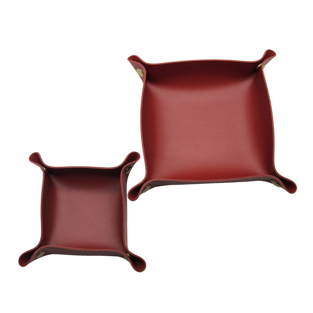 Nordische PU Leder Ablageschale 25 × 25 cm – Faltbare Design-Aufbewahrung für Schmuck, Kosmetik & Schlüssel