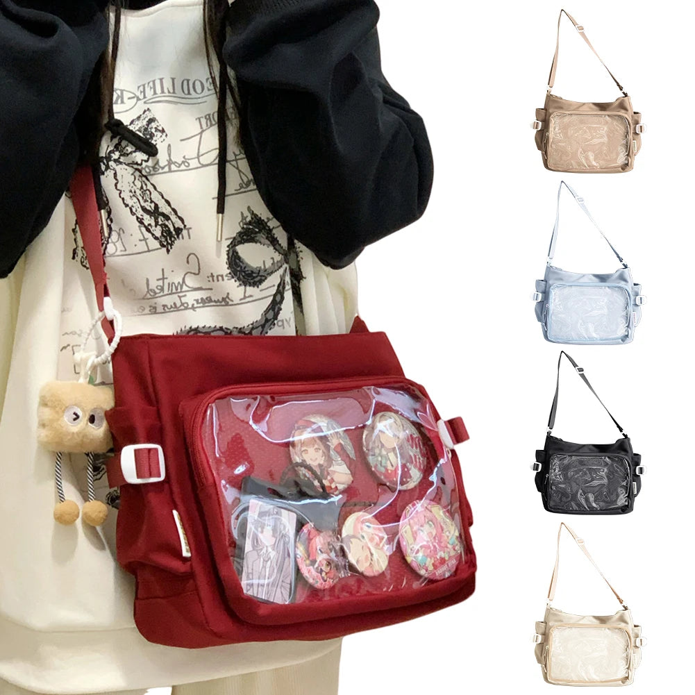 Sac Ita pour femme au style japonais – Sac à dos avec fenêtre claire, multi-poches et sacs de rangement