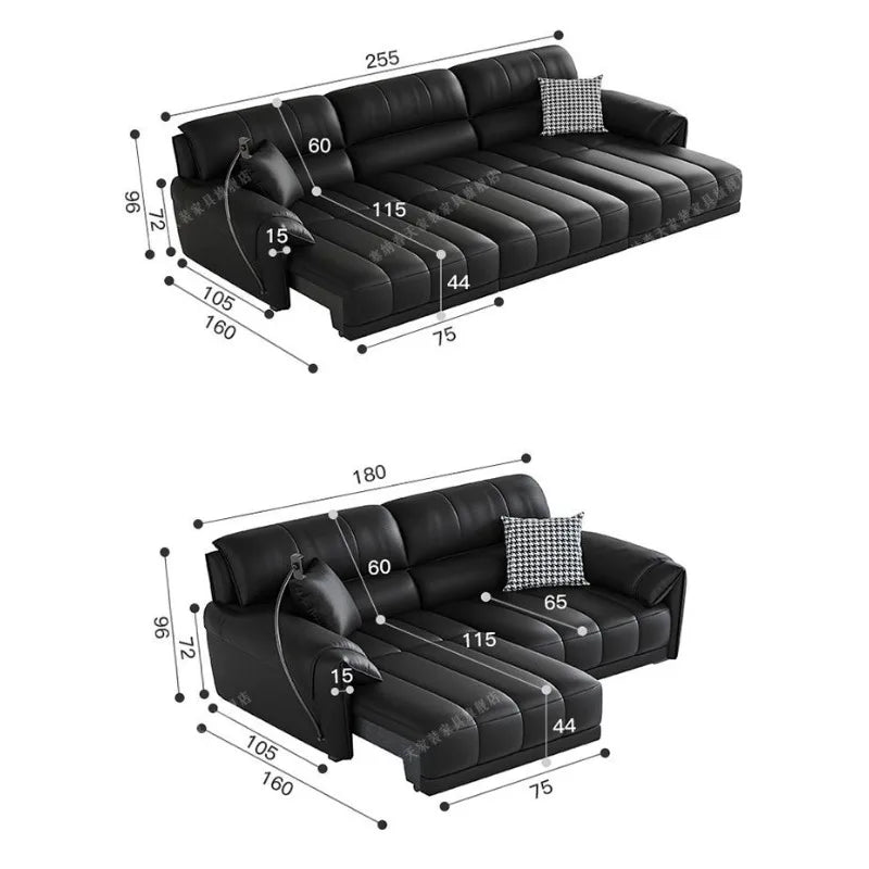 Elegantes Luxus Leder Ecksofa – Minimalistisches, elektrisch verstellbares Designer-Sofa für modernes europäisches Wohnen