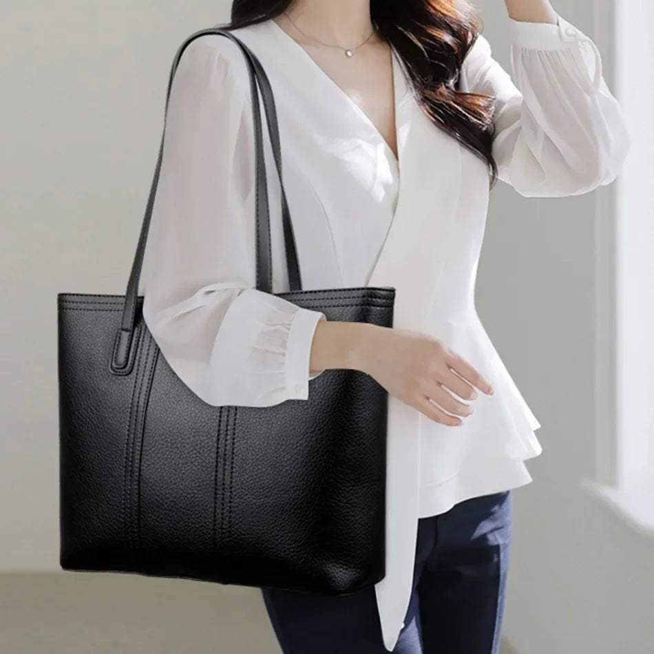 Große Damen Schultertasche aus weichem Leder – Hochwertige Designer Tote Bag 2024, vielseitige Messenger- & Shopping-Handtasche