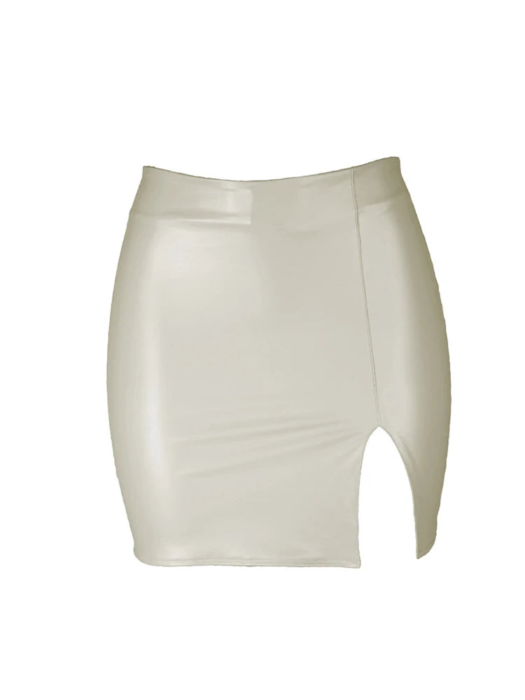 Damen PU Leder Minirock Schwarz – Figurbetonter Lederrock mit Reißverschluss, eleganter Sommer- & Clubrock in moderner Lederoptik