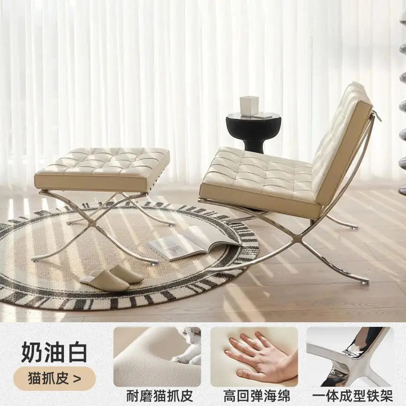 Barcelona Designer Einzelsessel – Italienischer Lazy Chair im nordischen Light-Luxury-Stil, moderner Relax-Sessel für Wohnzimmer &amp; Lounge
