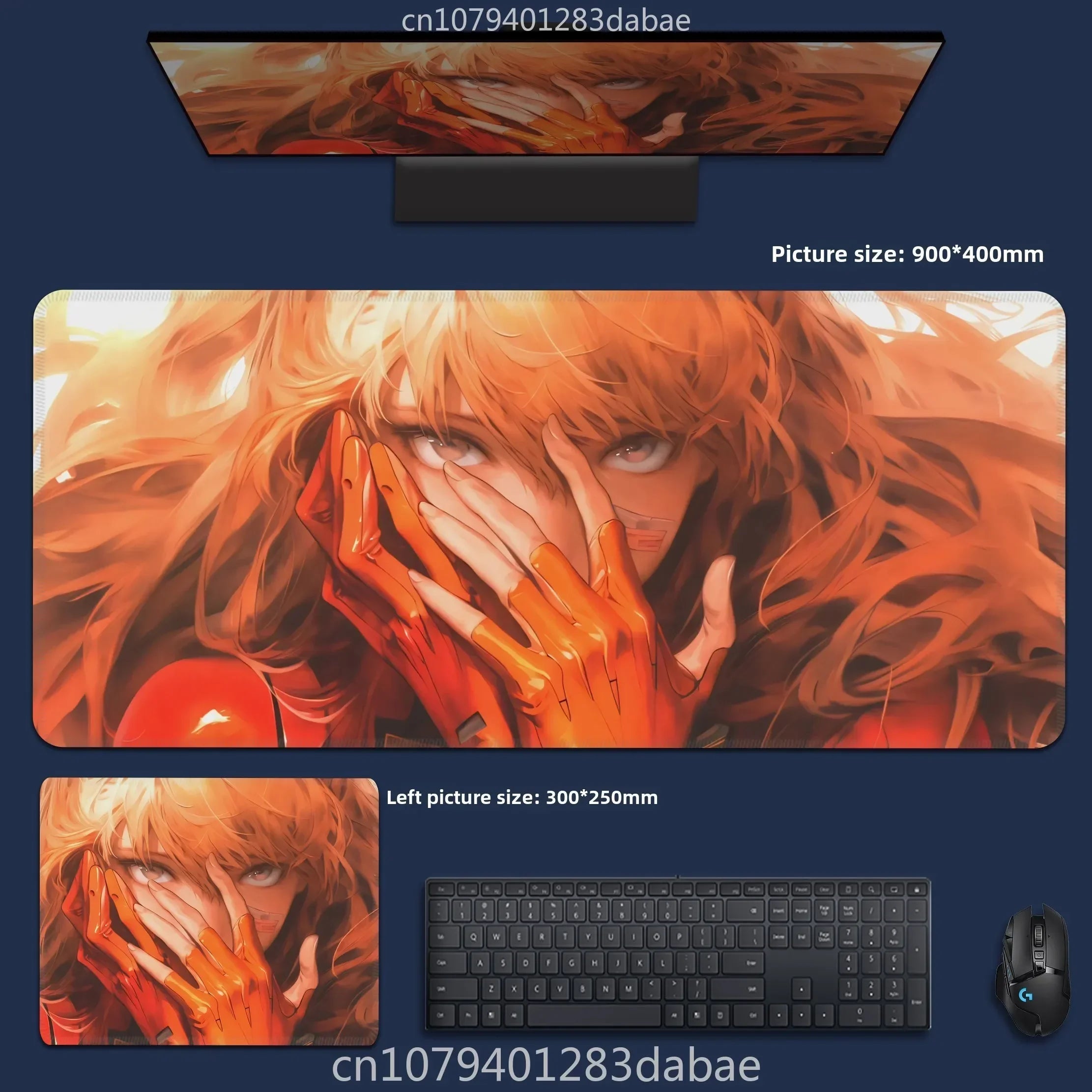 Asuka Langley XXL Anime Schreibtischunterlage aus PU Leder – Wasserdichtes Gaming Mouse Pad im Neon Genesis Evangelion Design