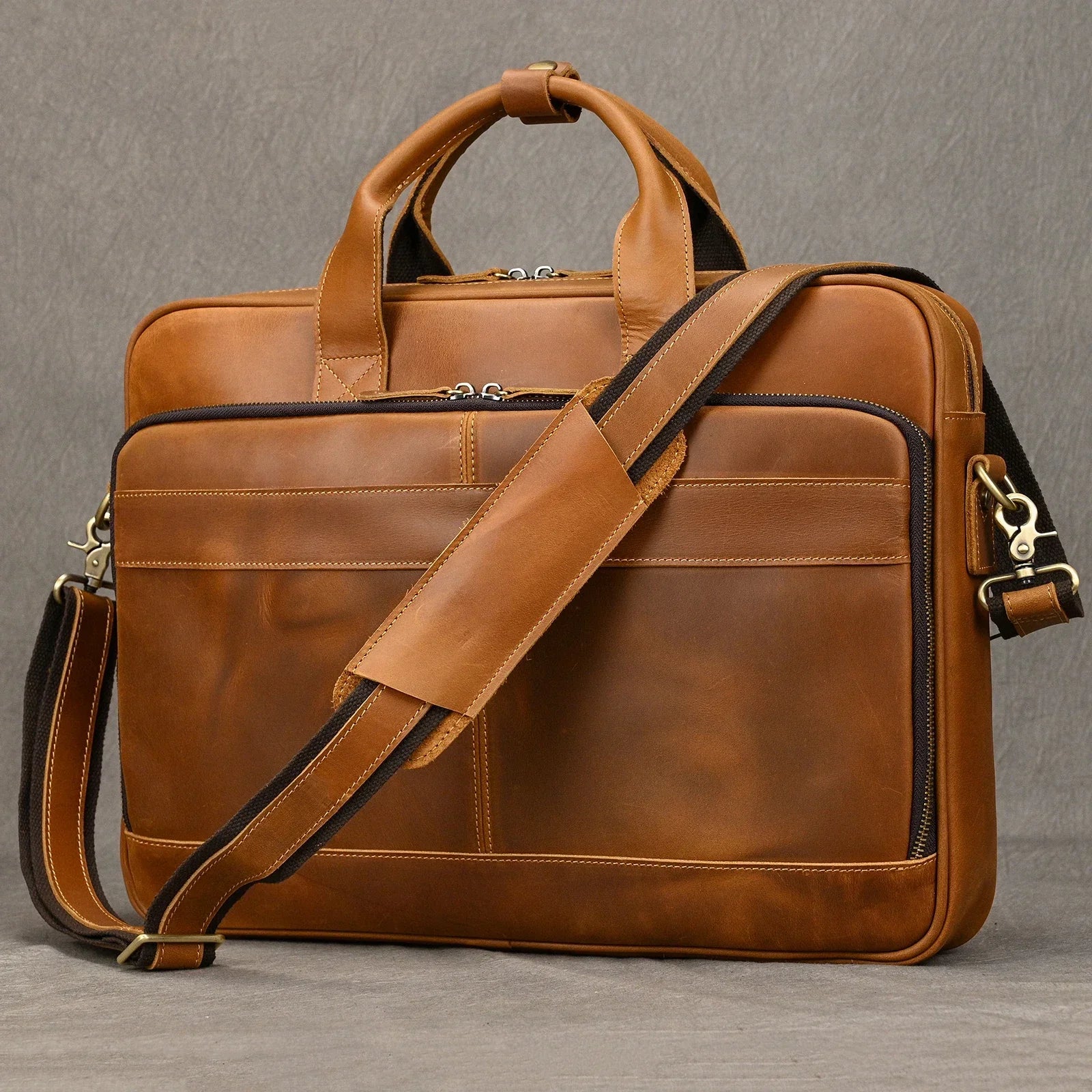 Retro Leder-Laptoptasche & Aktentasche für Herren – Echtes Rindsleder, 15,6" Business-Tasche, Vintage-Stil, Große Kapazität