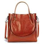 ZENCY Multifunktionale Ledertasche – Gros Shopper Bag aus 100% Echtleder für Damen, Schulter- &amp; Crossbody Tote, Rouge