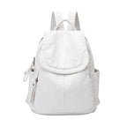 MOTAORA Damen Rucksack Weiß - Mochila de cuero de PU lavada más pequeña para escuela, todos los días y viajes 
