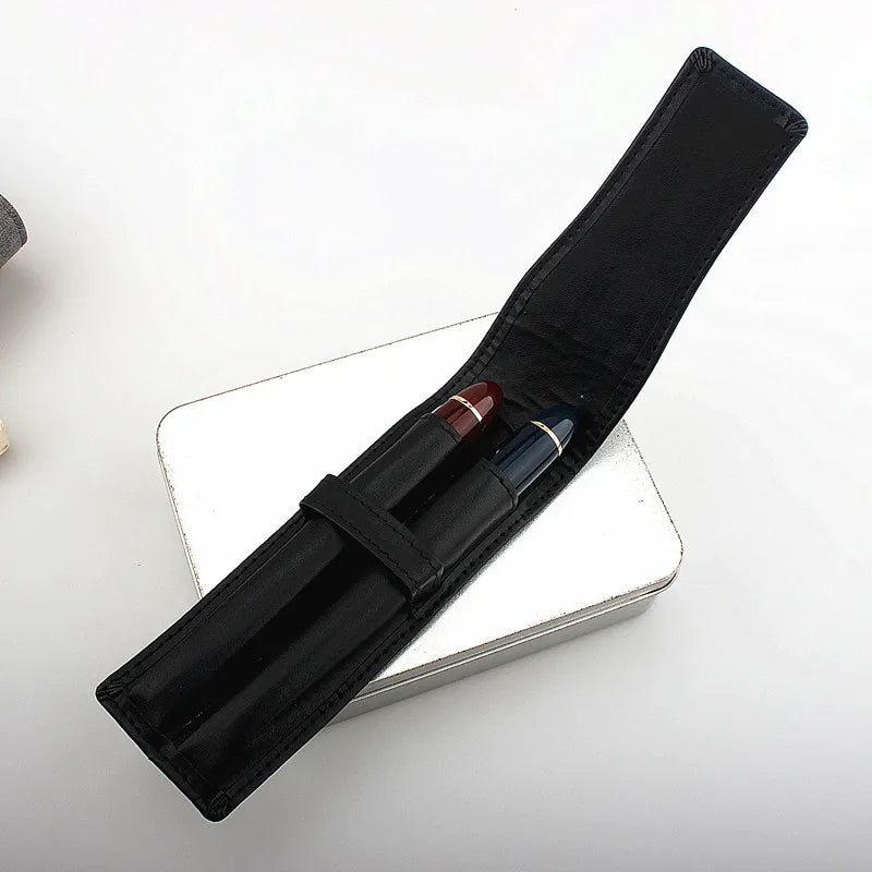 PU Leder Füllfederhalter Etui für 2 Stifte – Elegantes schwarzes Pen Case für Büro & Business Geschenk