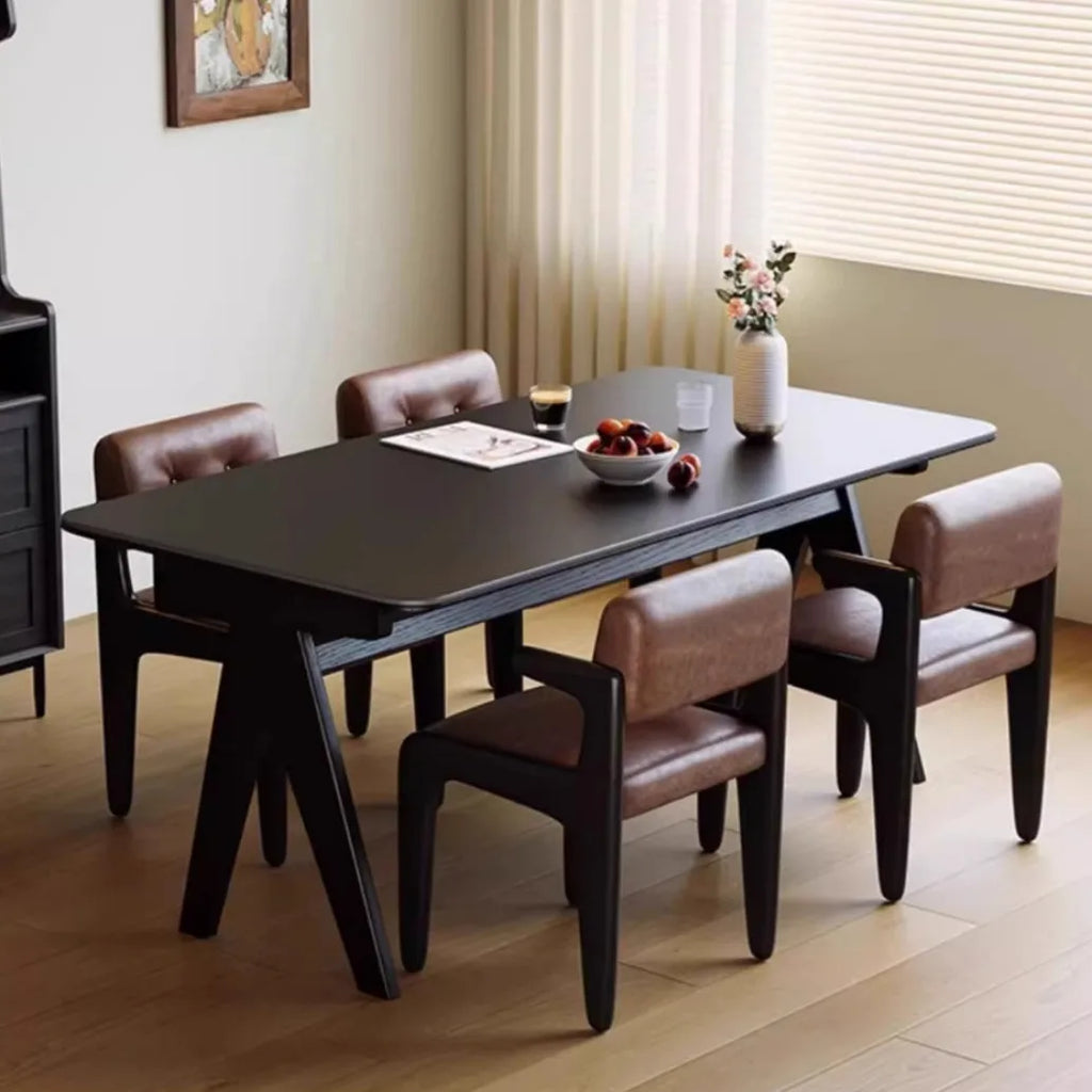 Chandigarh Designer-Armchair aus Massivholz & Oil-Wax-Leder – Französischer Retro Ess- & Lounge-Stuhl mit Rückenlehne