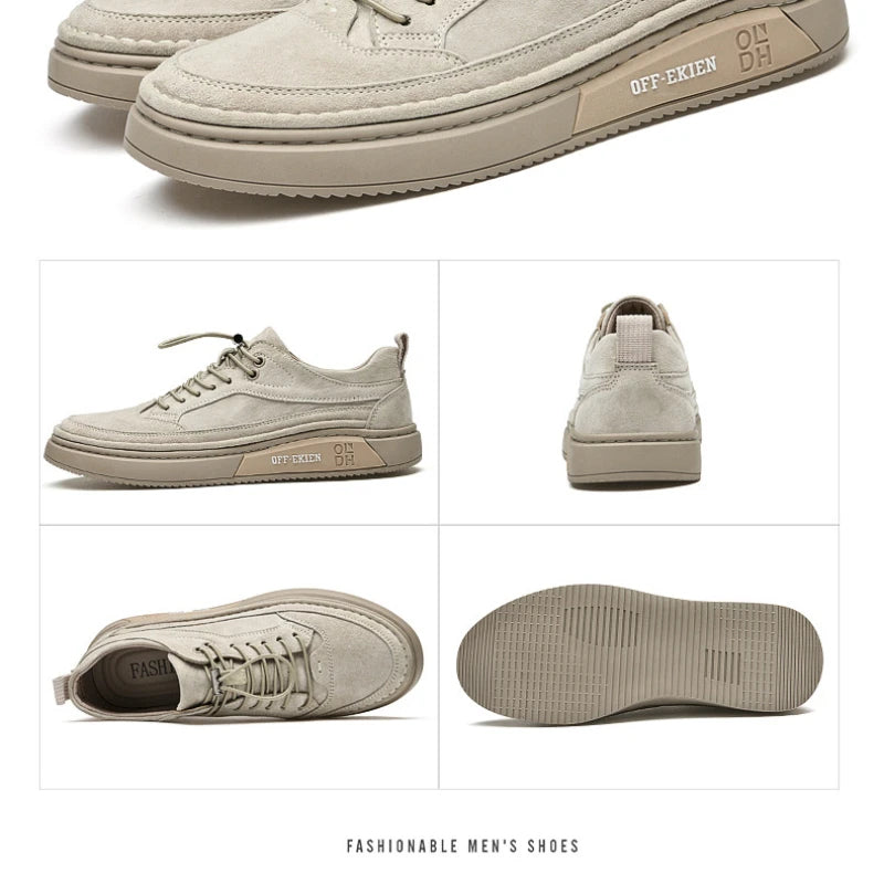 COZOK Herren Leder Sneakers – Plattform Casual Schuhe, weiche PU-Sohlen, Slip-On & Lace-Up für Alltag und Freizeit