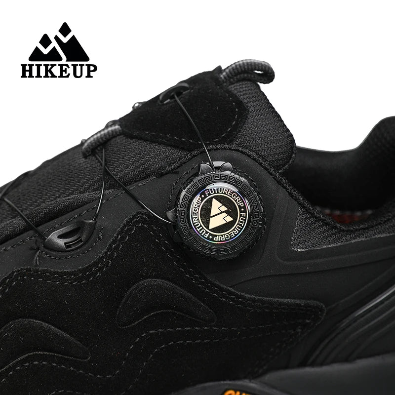 HIKEUP Herren Leder Outdoor-Schuhe – Atmungsaktive Hiking & Trekking Sneakers, Mountain Climbing & Trail Jogging Shoes, Slip-On Turnbuckle