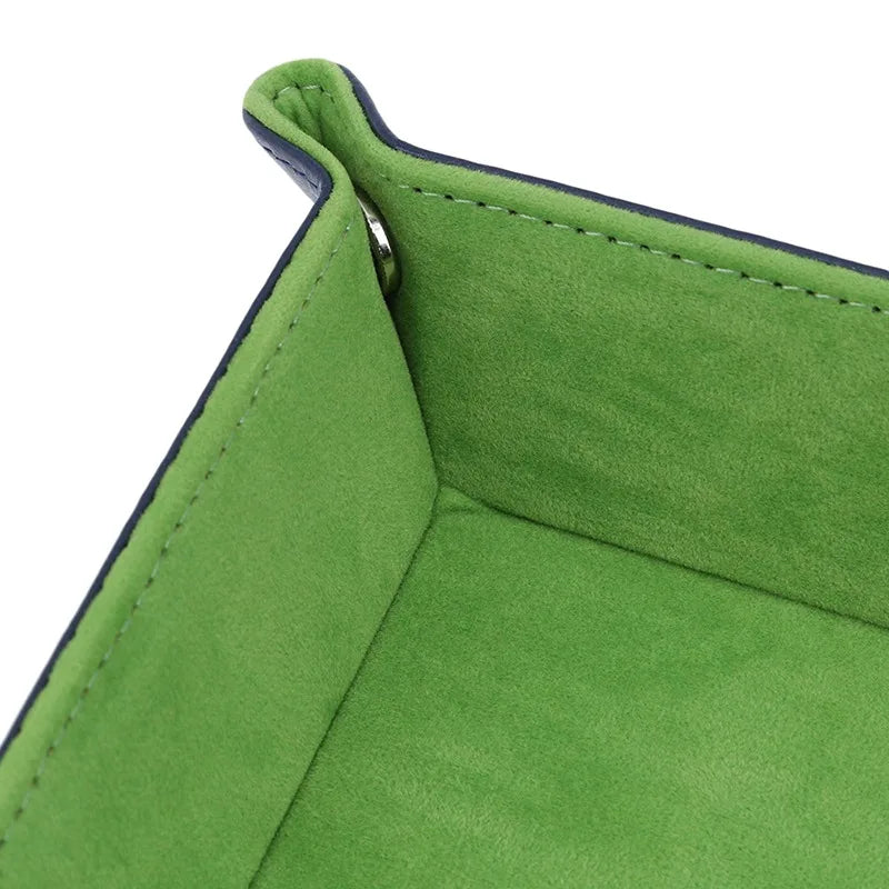 Rechteckige PU Leder Ablageschale mit Samt – Faltbares Dice Tray &amp; Organizer für Schlüssel, Geldbörse, Münzen und Spiele 