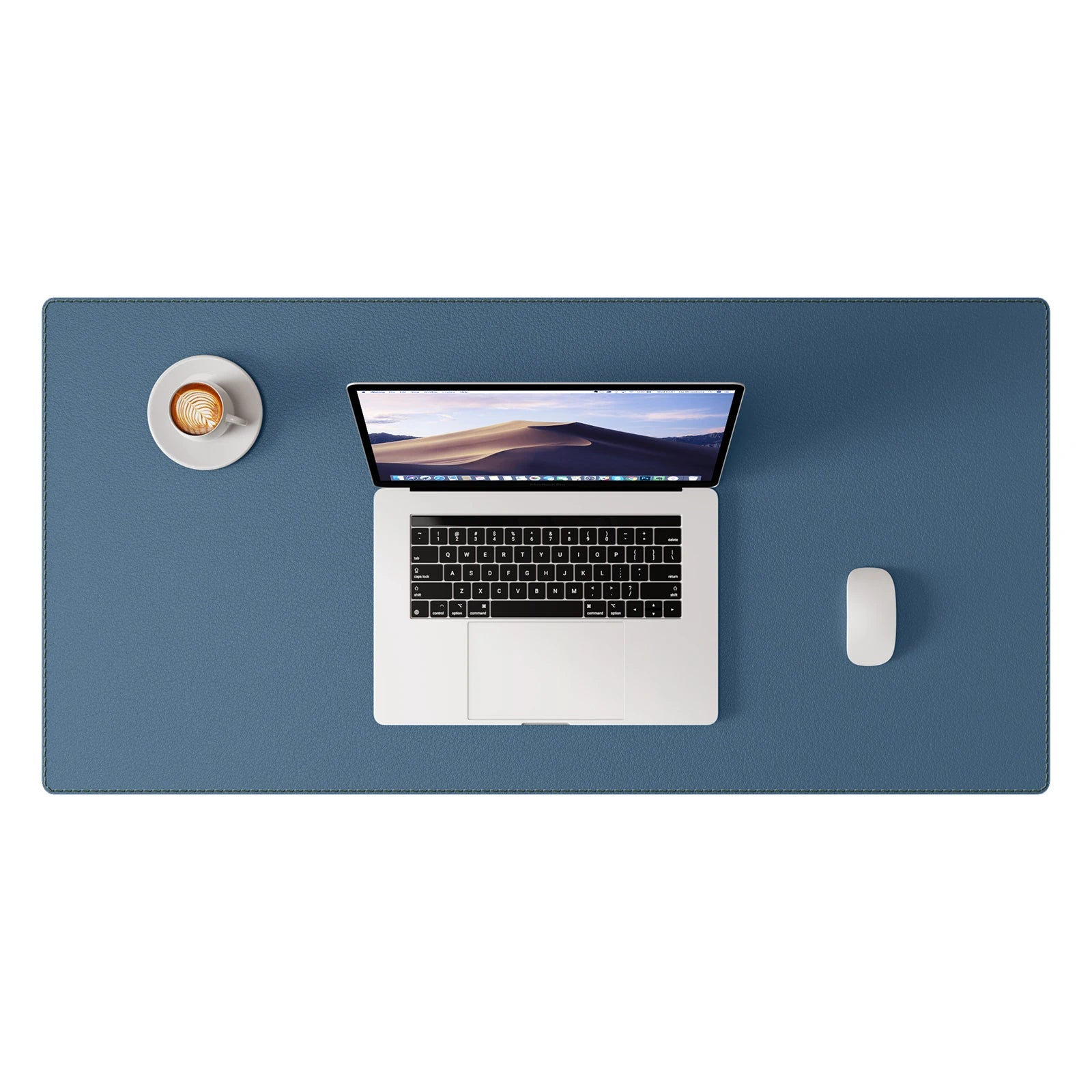 Große Leder Schreibtischunterlage mit genähten Kanten – Rutschfeste PU Leder Desk Mat & Mousepad für Büro, Homeoffice & Schule