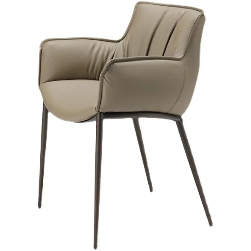 Luxuriöser Designer-Ledersessel für Wohnzimmer & Schlafzimmer – Moderner Relax-Armchair mit Armlehnen aus Echtleder und Stahlrahmen