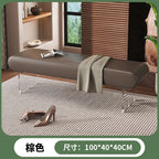 Designer Sitzbank & Ottoman aus Vintage PU-Leder – Moderne Bar- & Balkonbank mit Acrylbeinen im italienischen Stil