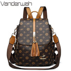 VANDERWAH Damen Leder Rucksack – Luxus Designer Rucksack mit Quaste, wasserdicht & elegant, große Innenaufteilung