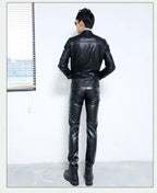 Herren Motorrad PU Lederhose 2025 – Slim Fit Skinny Kunstlederhose pour l'hiver et l'hiver, des pantalons de motard modernes au look moderne 