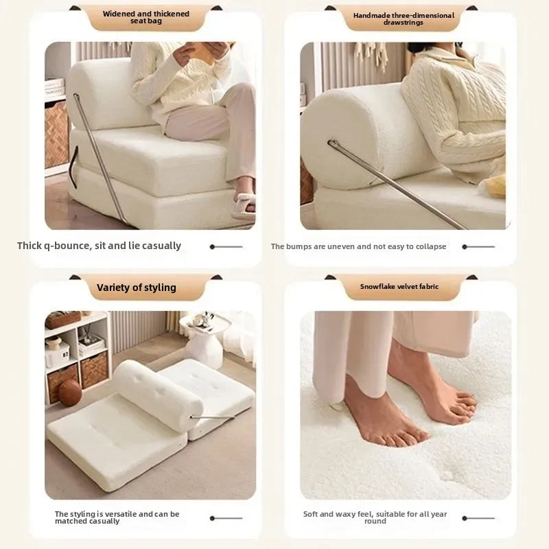 Klappbares Leder Einzelsessel Schlafsofa – Modernes Luxus Sofa & Bett für Wohnzimmer, Schlafzimmer & Tiny Homes