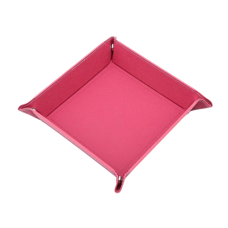 Rechteckige PU Leder Ablageschale mit Samt – Faltbares Storage Tray & Dice Tray für Schlüssel, Geldbörse, Münzen & Spiele
