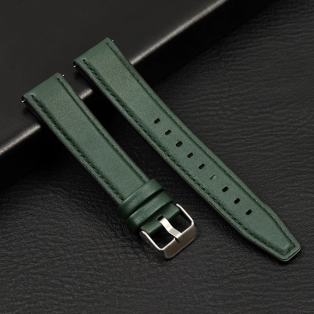 Brazalete de cuero vintage de 20 mm y 22 mm para Samsung Galaxy Watch 4–7 y Xiaomi Redmi Watch – Brazalete clásico para reloj inteligente con diseño dorado 