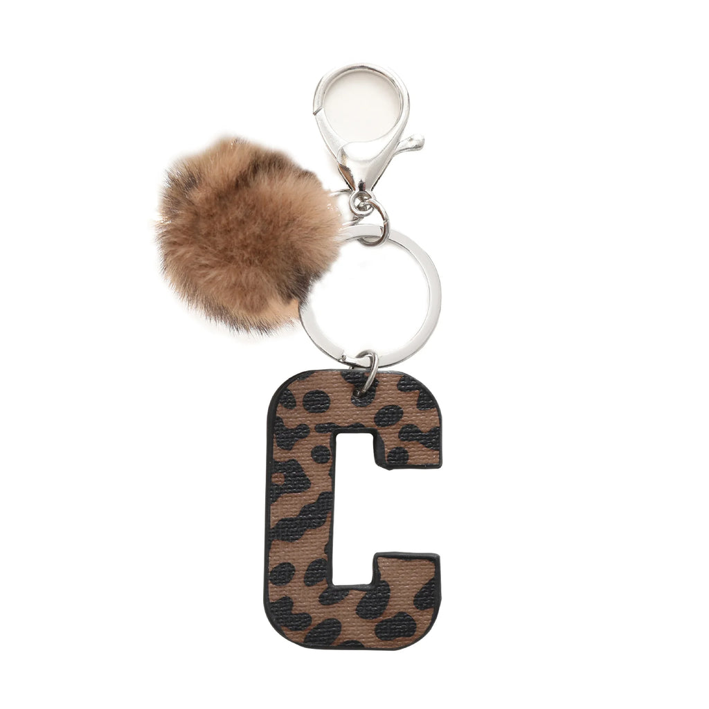 Modischer Leoparden Alphabet Schlüsselanhänger aus Kunstleder – Exquiser Buchstaben-Keyring as Handtaschen-Charm &amp; Geschenk 