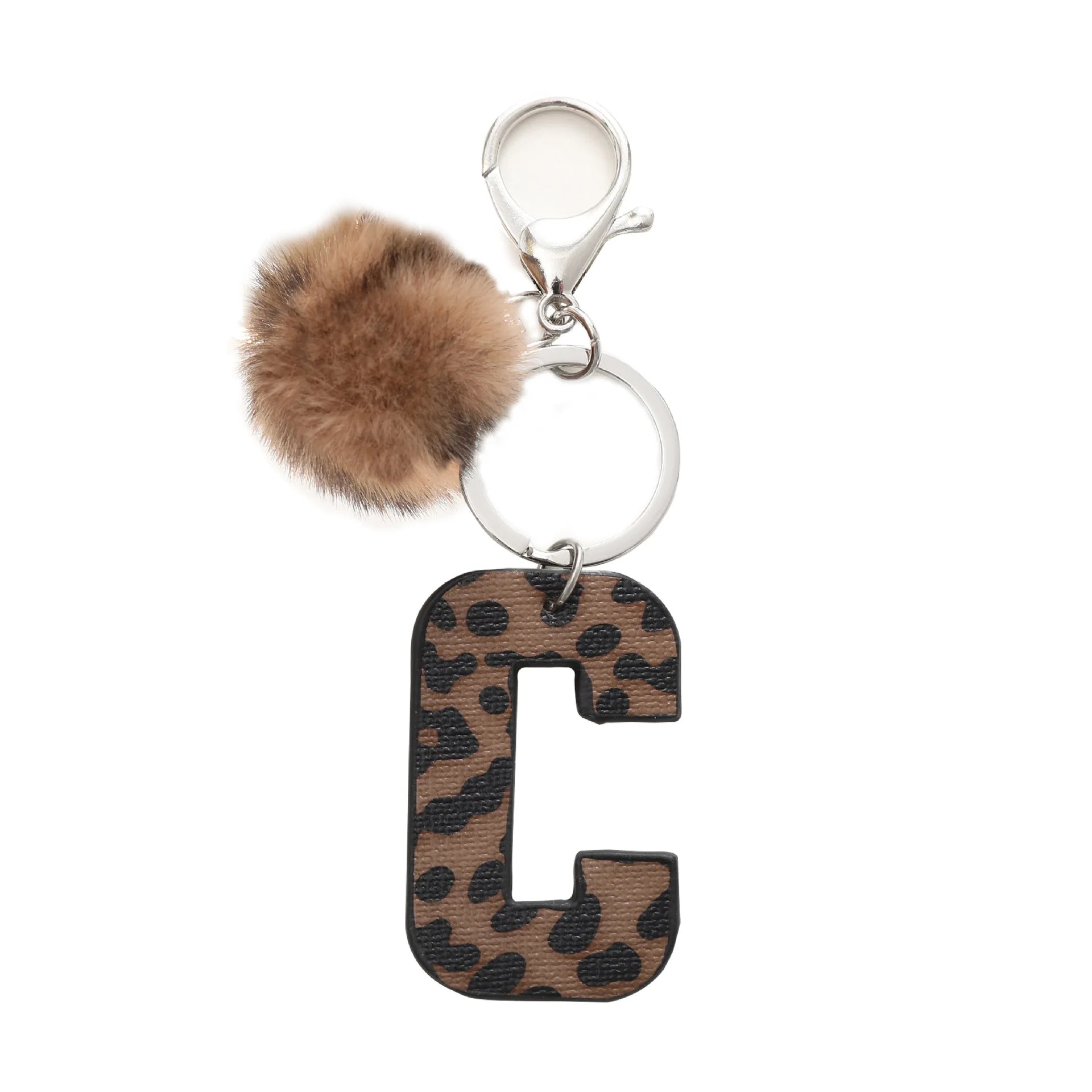 Modischer Leoparden Alphabet Schlüsselanhänger aus Kunstleder – Exquisiter Buchstaben-Keyring als Handtaschen-Charm & Geschenk