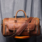 MUNUKI Vintage Crazy Horse Leder Reisetasche - Große Herren Duffle Bag aus echtem Rindsleder, robuste Weekend- &amp; Travel Tote Bag 