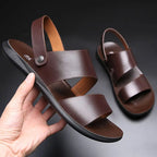 YBQJOO Herren Sommer Leder Sandalen – Vintage Gladiator Sandalen aus echtem Rindsleder, bequeme Casual Flats &amp; Beach Slipper 