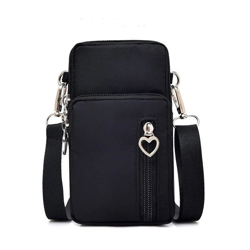 Mini Oxford Crossbody Bag – Wasserdichte Handytasche für Damen & Herren, Multi-Layer Zipper Nylon Bag
