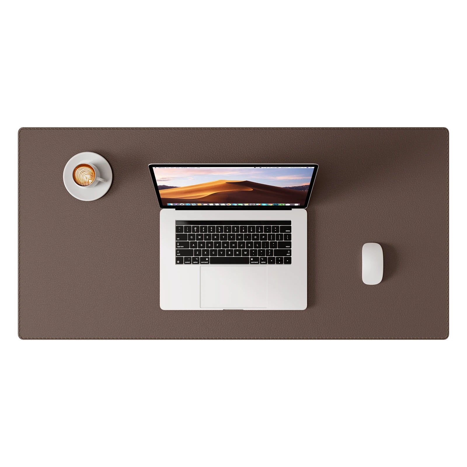 Große Leder Schreibtischunterlage mit genähten Kanten – Rutschfeste PU Leder Desk Mat & Mousepad für Büro, Homeoffice & Schule