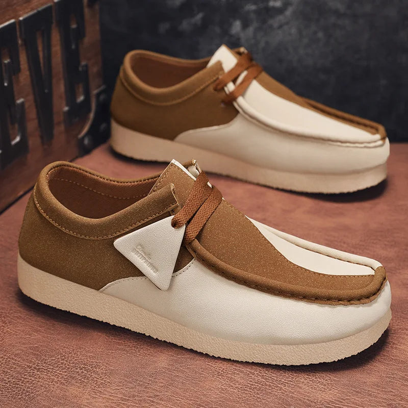 Khaki Herren Loafer aus Velours-Optik – Leichte Slip-On Mokassins mit Plateau, Komfortable Driving Shoes für Freizeit & Alltag