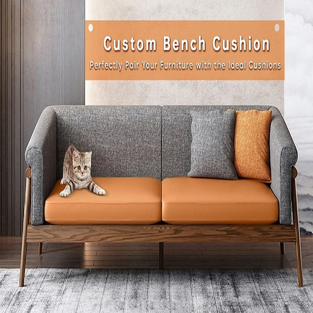 Maßgefertigtes Leder Bankkissen – Rutschfestes Sitzpolster mit dicker Schaumfüllung für Innenmöbel