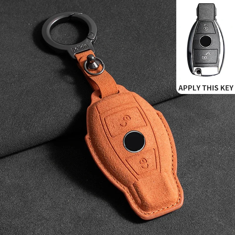 Wildleder Autoschlüssel Hülle für Mercedes-Benz – Edles Key Case Cover für E-Klasse W213/W205, CLA & AMG Modelle (2018–2020)