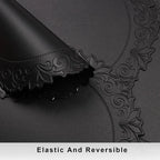 Runde schwarze Kunstleder Tischsets – Geprägte Luxus-Platzmatten, wasserdicht & rutschfest für Esstisch, Café & Küche (1/2/6 Stück)