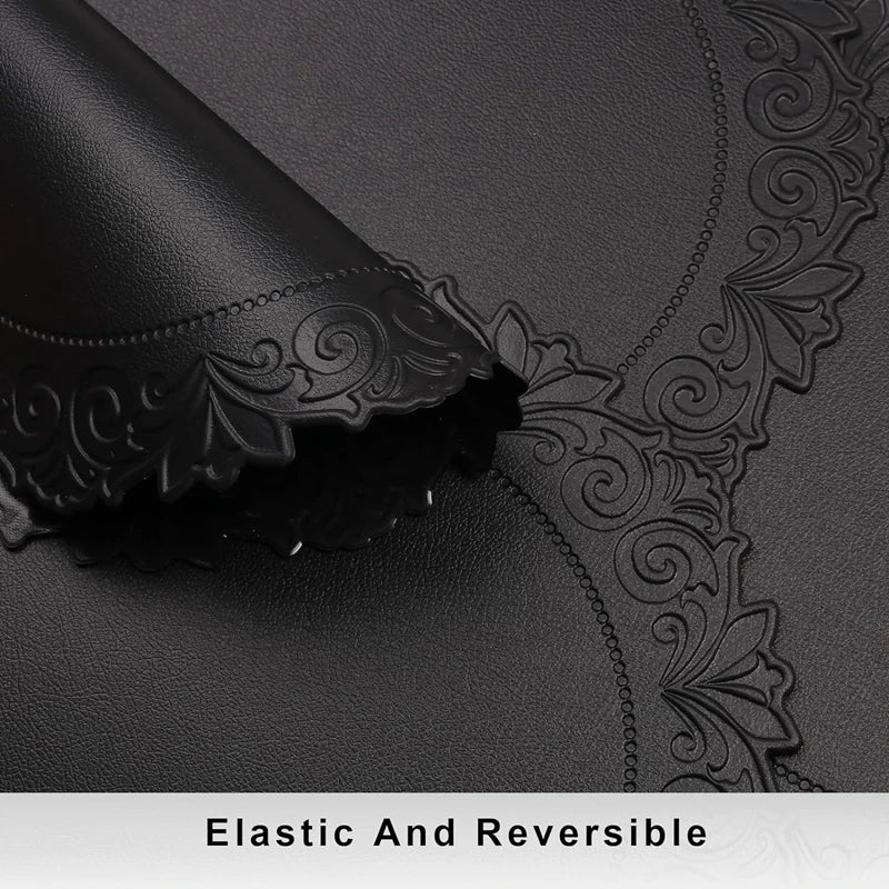 Runde schwarze Kunstleder Tischsets – Geprägte Luxus-Platzmatten, wasserdicht & rutschfest für Esstisch, Café & Küche (1/2/6 Stück)